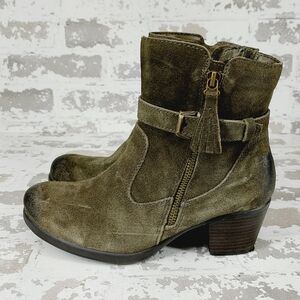 Women's Olive Suede Ankle Boots